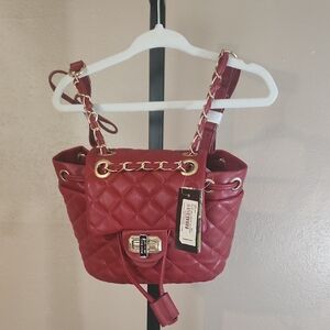 Badgley Mischka Red Quilted Shoulder Bag